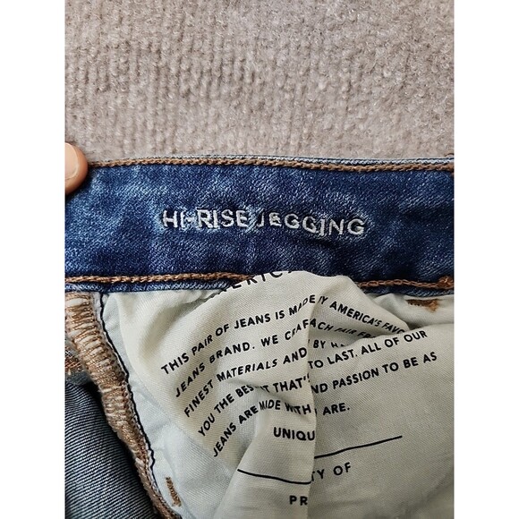 American Eagle Ripped Jegging Jeans Women 6 Short Blue Patched Super Stretch NEW - Picture 11 of 13